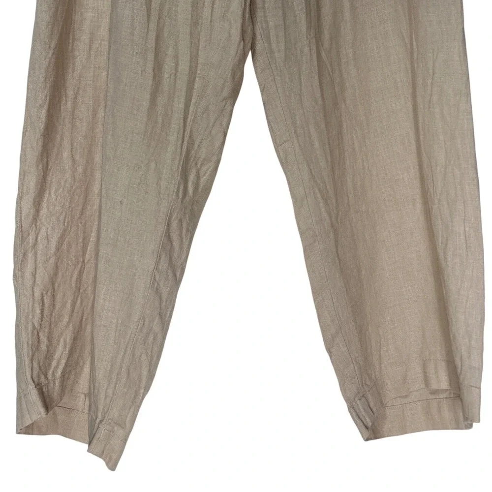 Quince Linen Minimal Elastic Waist Pocket Pants Beige Women's Size‎ XL